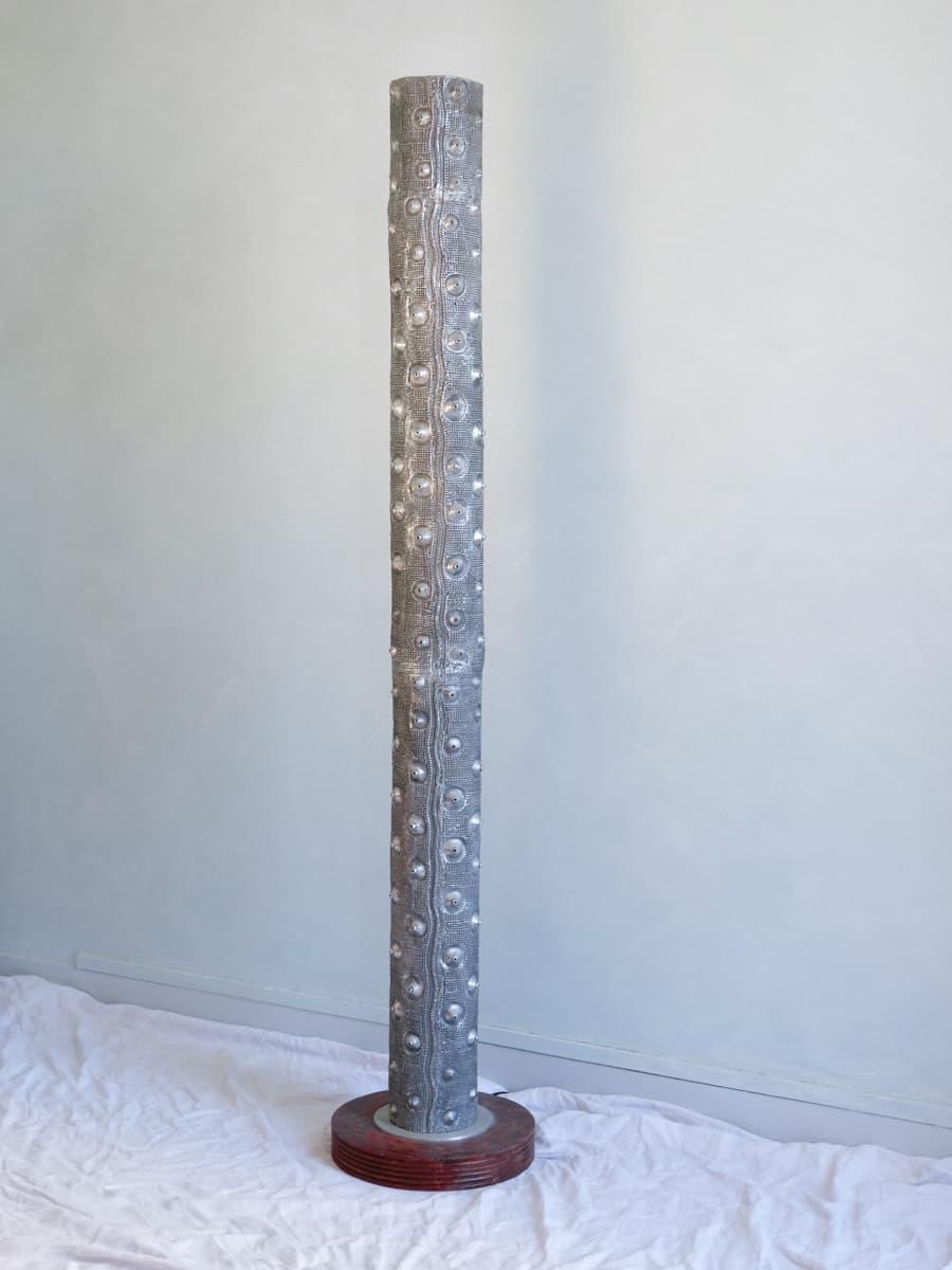 Aluminum Cast Aluminium Floor Lamp, 90's French design functional sculpture For Sale