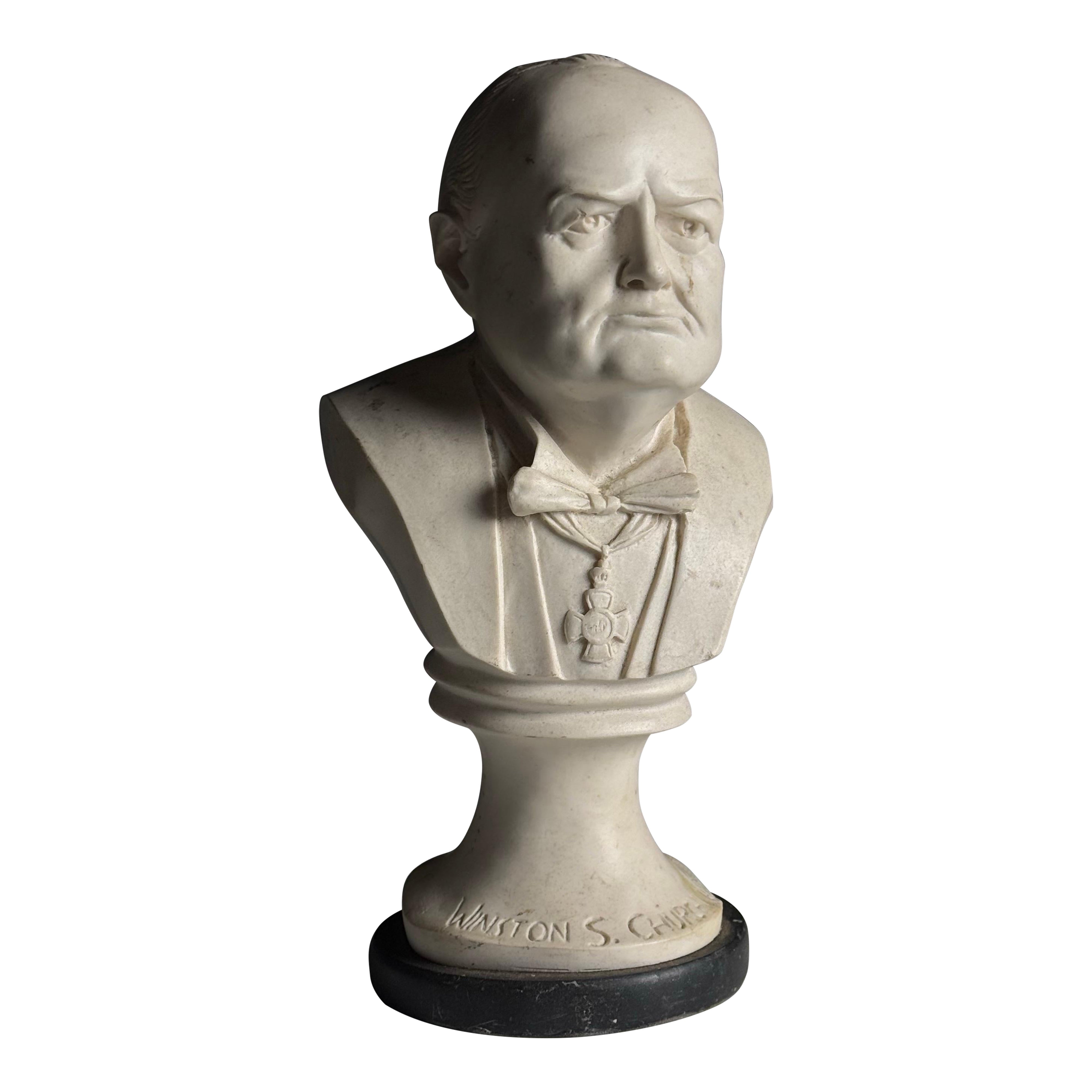 Cast marble bust of Sir Winston Churchill