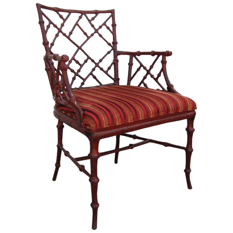 Cast metal faux Bamboo armchair by Phyllis Morris