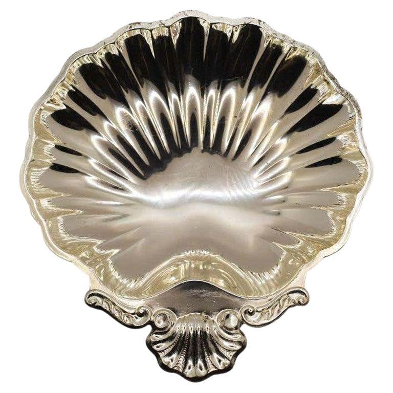 Vintage Solid Brass Footed Clam Shell Large Platter Trinket Dish Plate Ash Tray  7