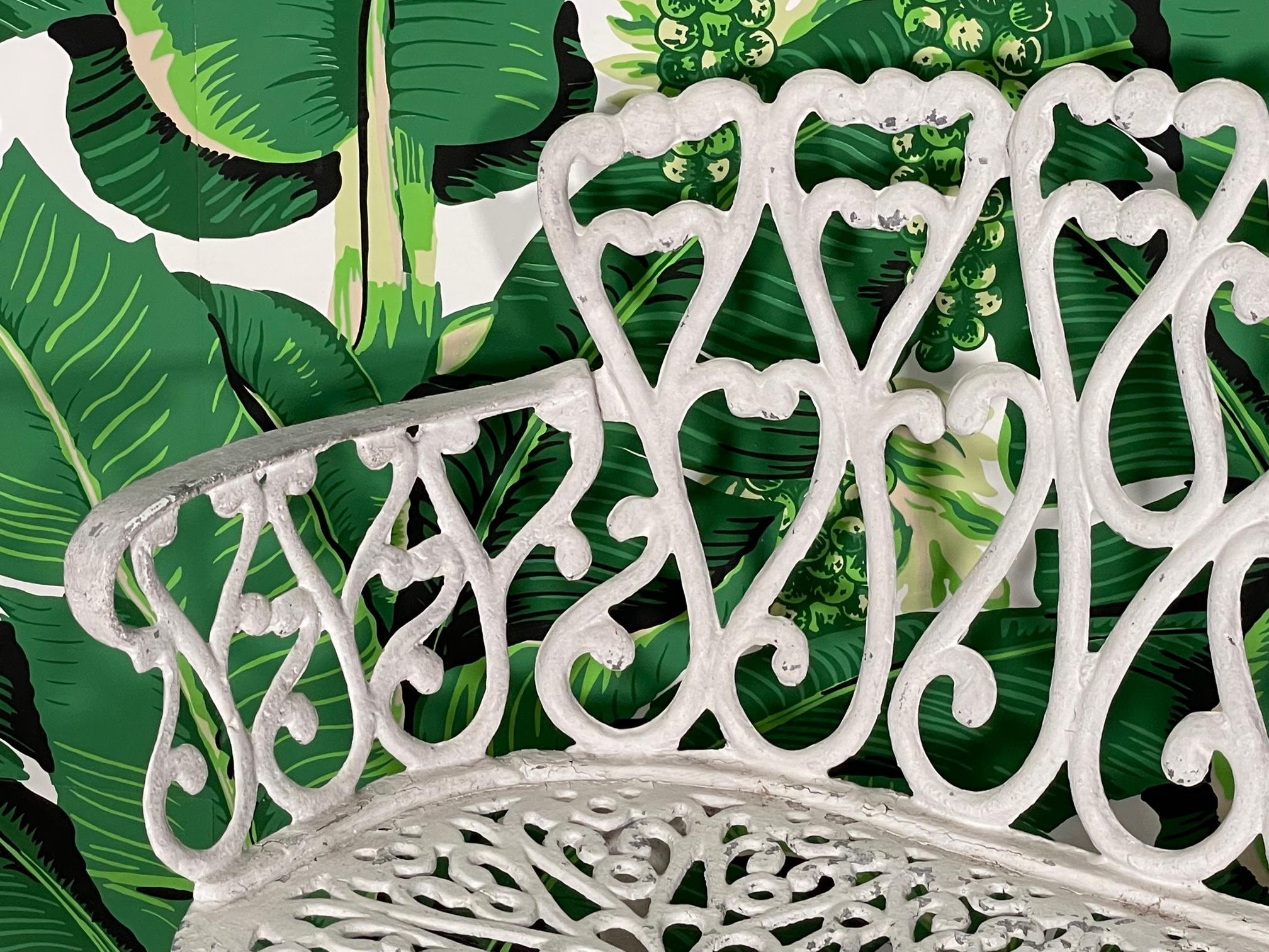 Aluminum Cast Metal Garden Patio Bench in the Manner of Frances Elkins For Sale