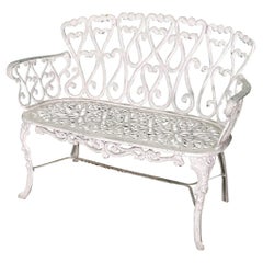Cast Metal Garden Patio Bench in the Manner of Frances Elkins