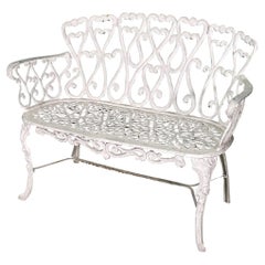 Used Cast Metal Garden Patio Bench in the Manner of Frances Elkins