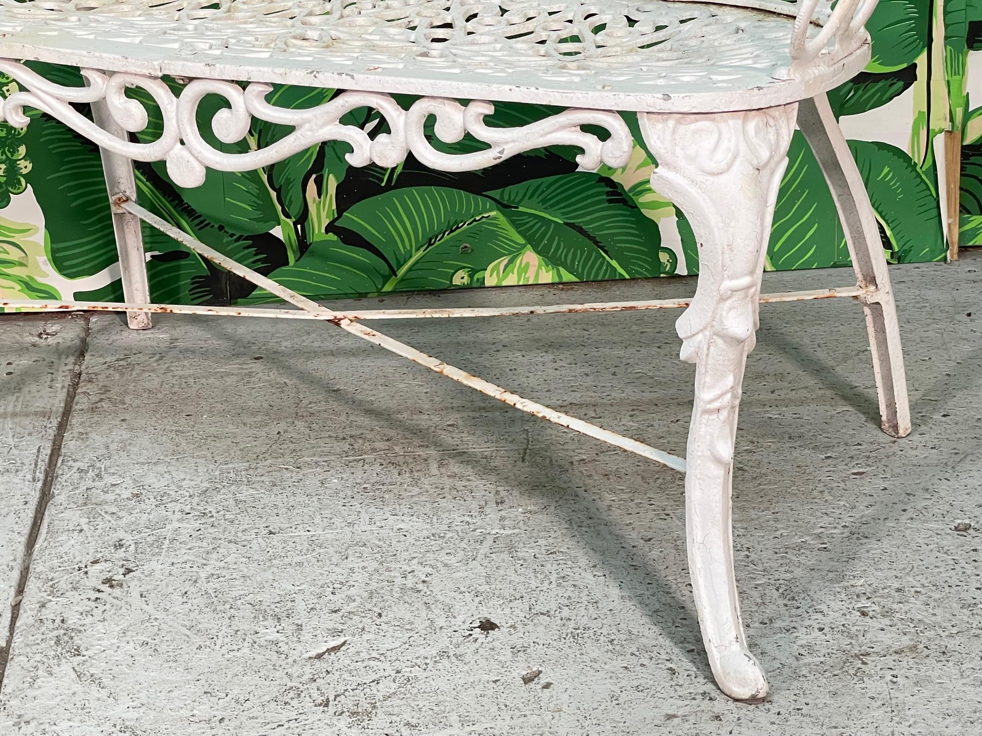 Cast Metal Garden Patio Benches in the Manner of Frances Elkins, Set of 2 1