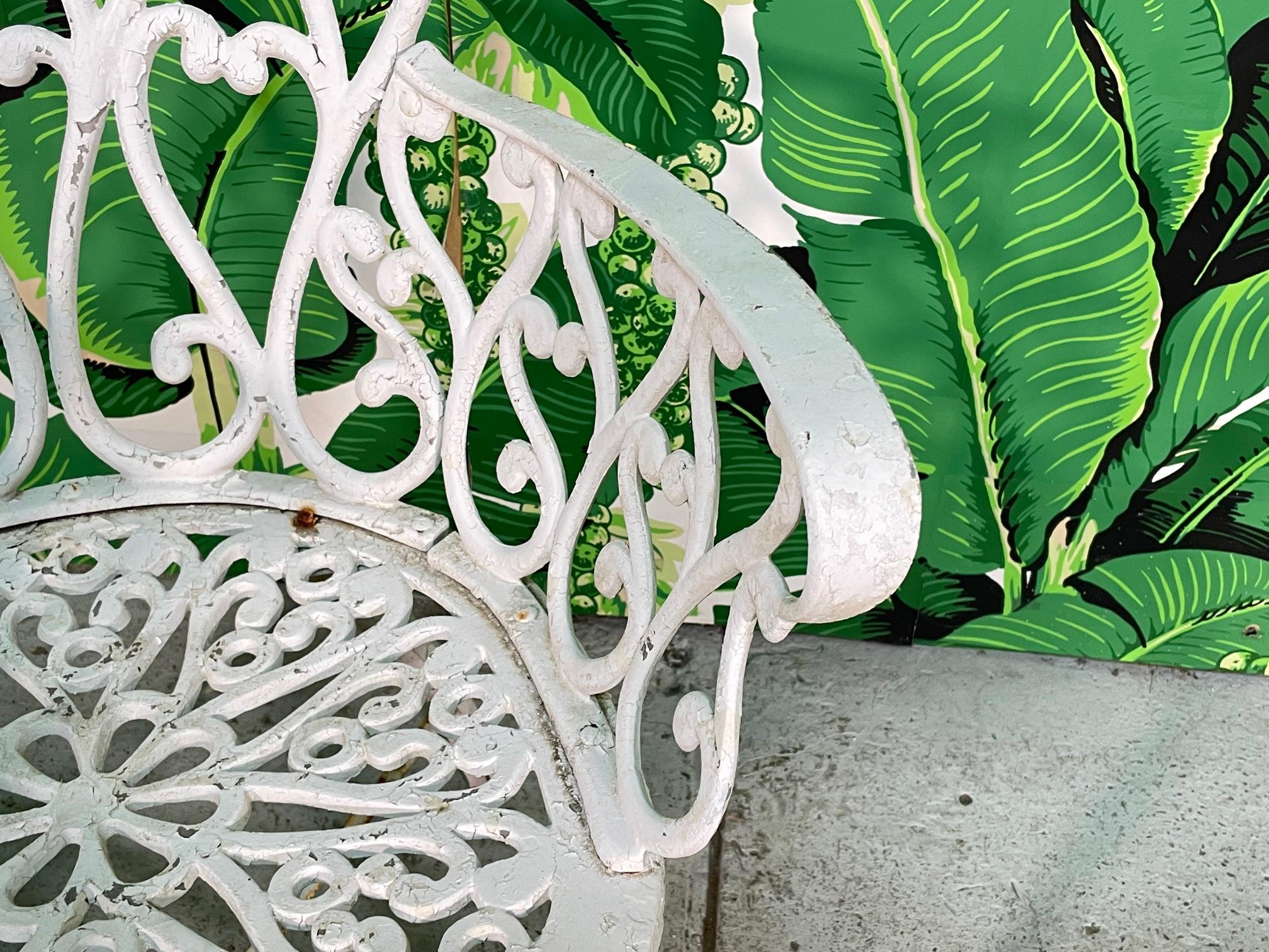 Cast Metal Garden Patio Chairs in the Manner of Frances Elkins, Set of 8 For Sale 3