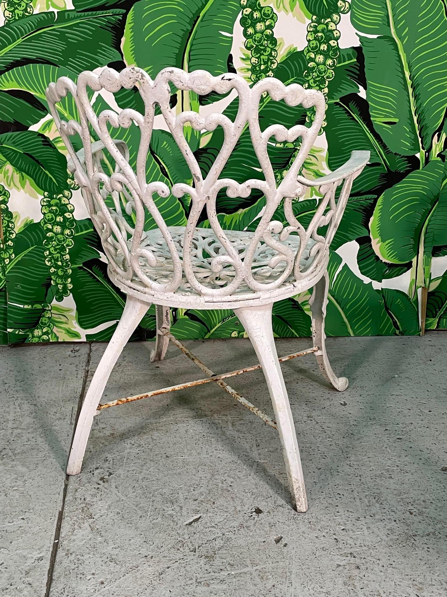 Cast Metal Garden Patio Chairs in the Manner of Frances Elkins, Set of 8 For Sale 1