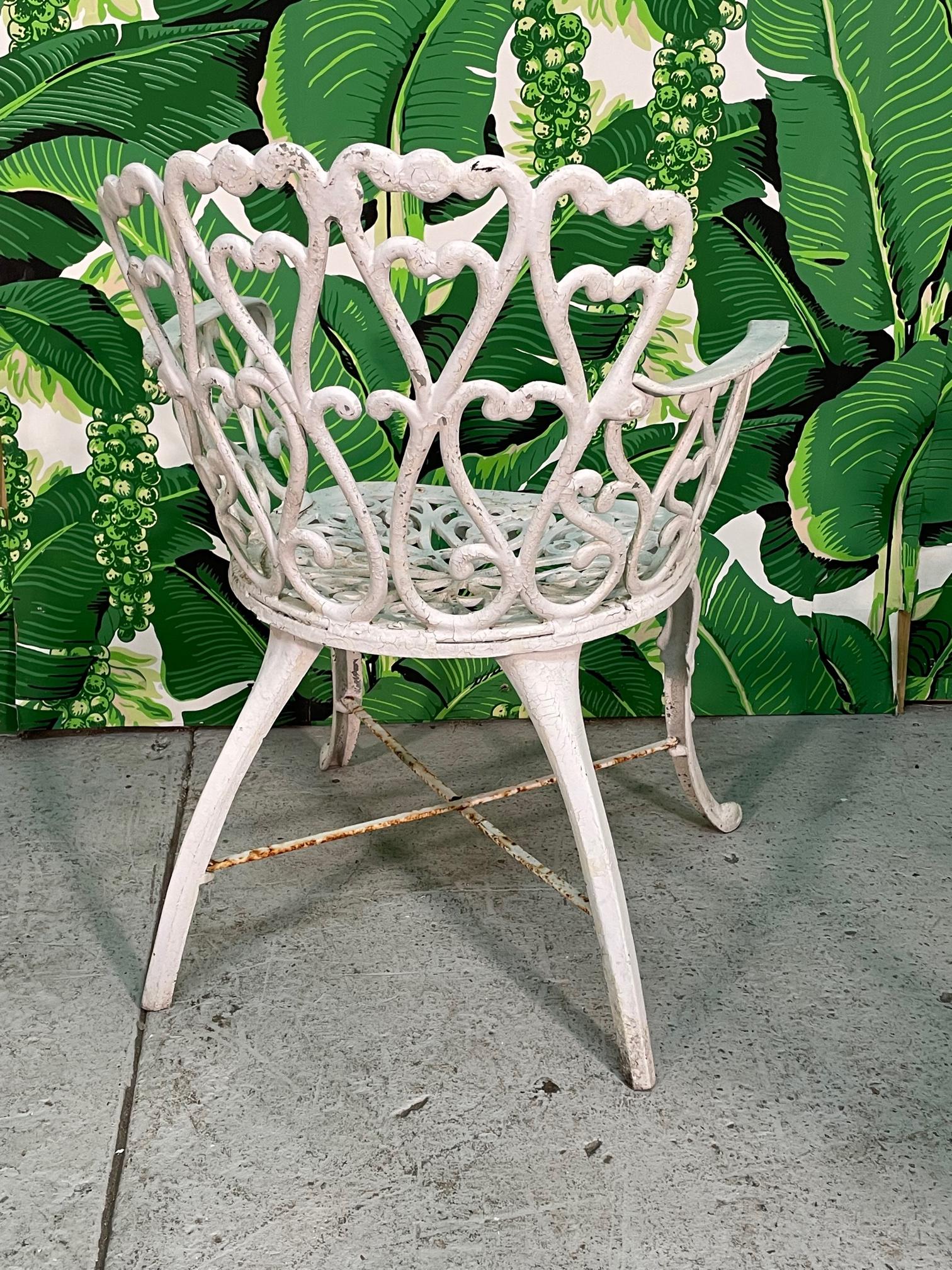 Cast Metal Garden Patio Chairs in the Manner of Frances Elkins, Set of 8 2