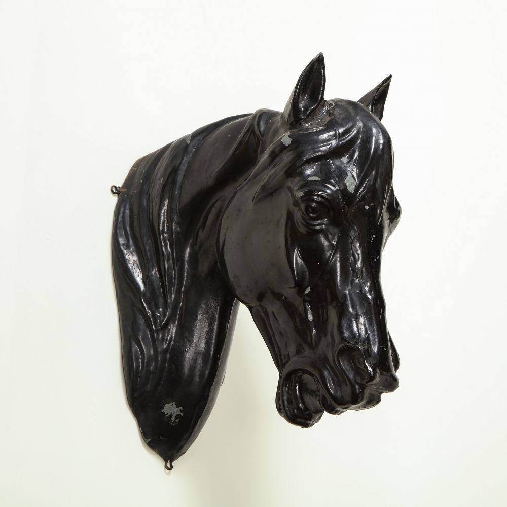 Cast Metal Horse Head In Good Condition For Sale In New York, NY
