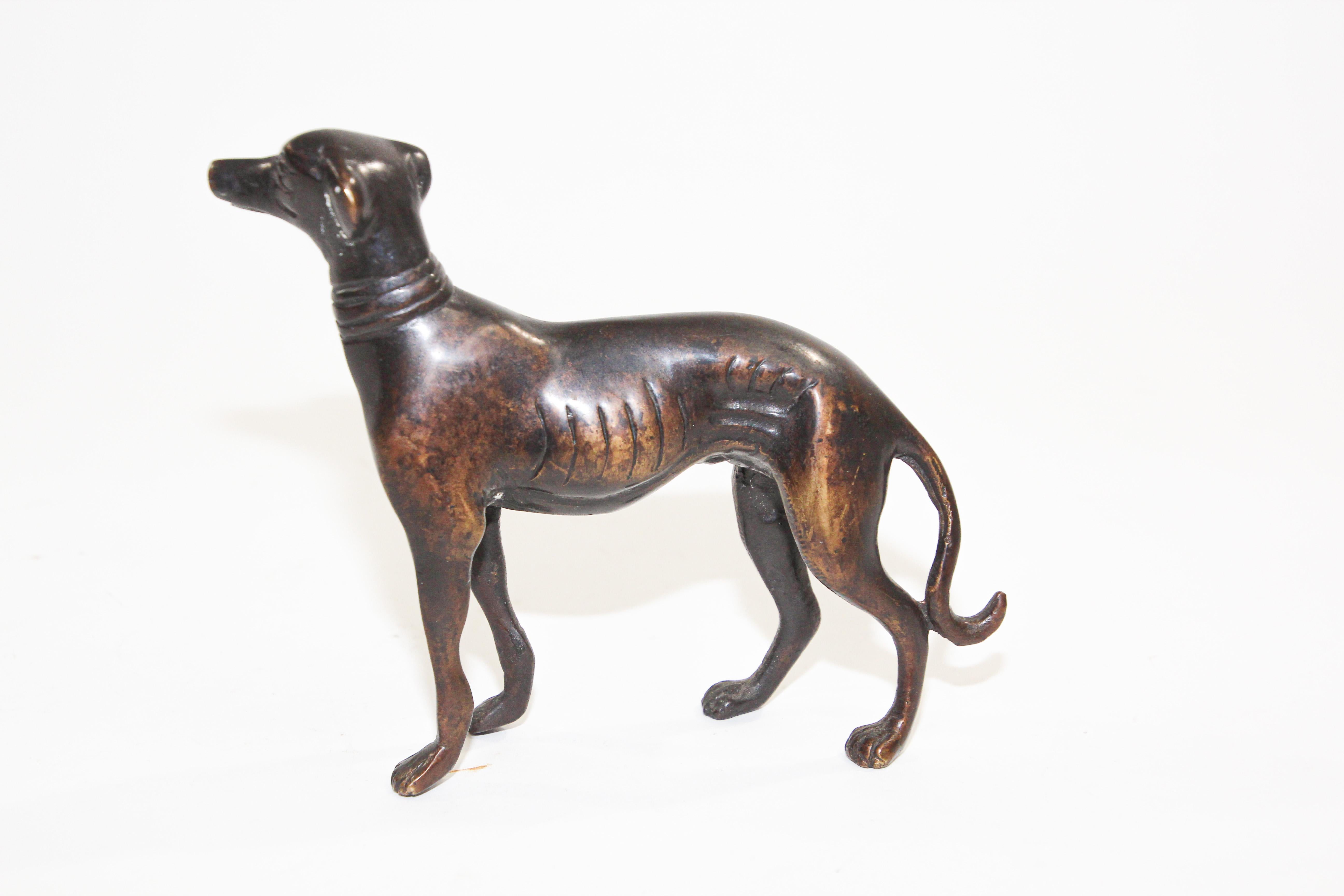 Art Deco Cast Metal Sculpture of a Greyhound Dog For Sale