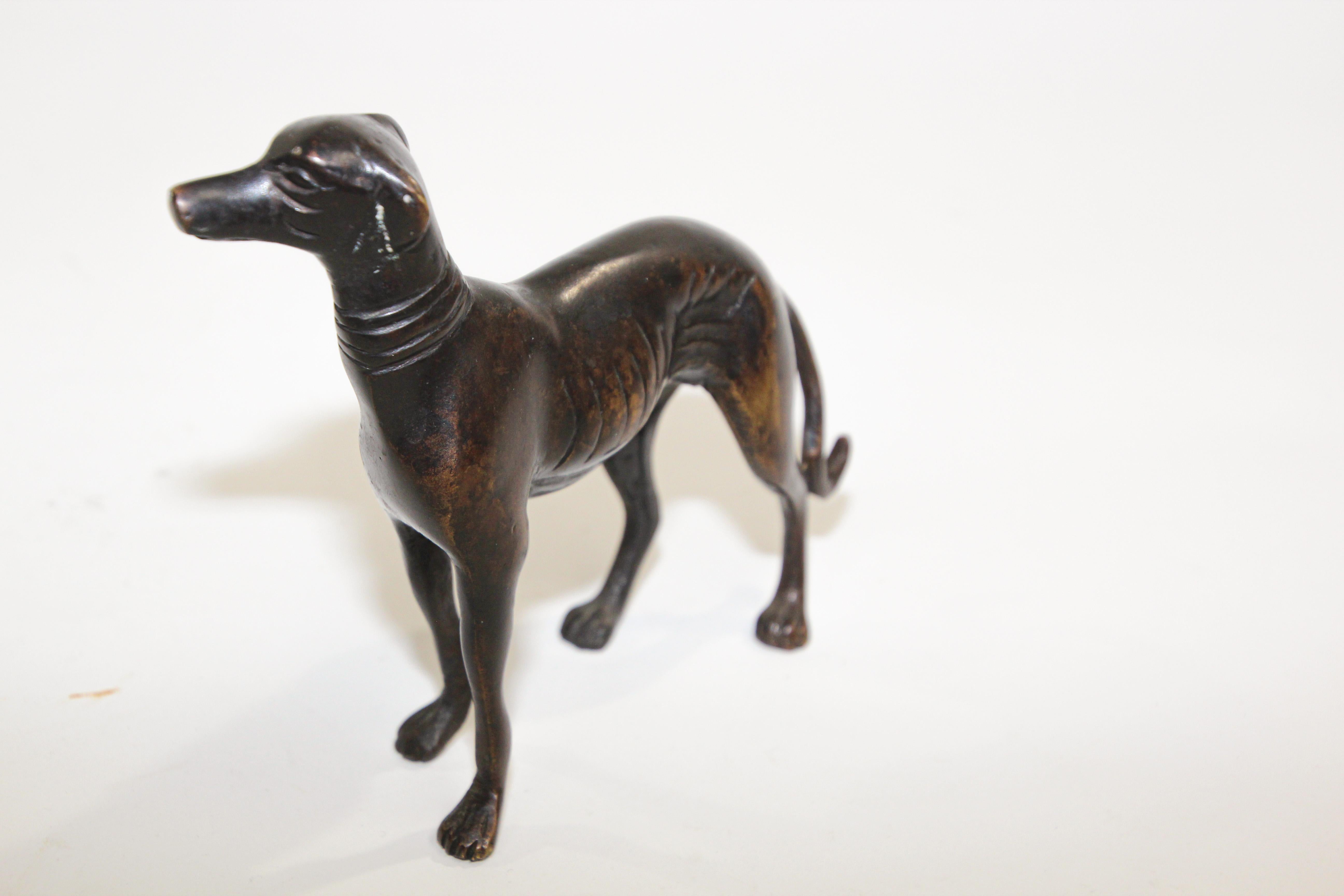 Late 20th Century Cast Metal Sculpture of a Greyhound Dog For Sale