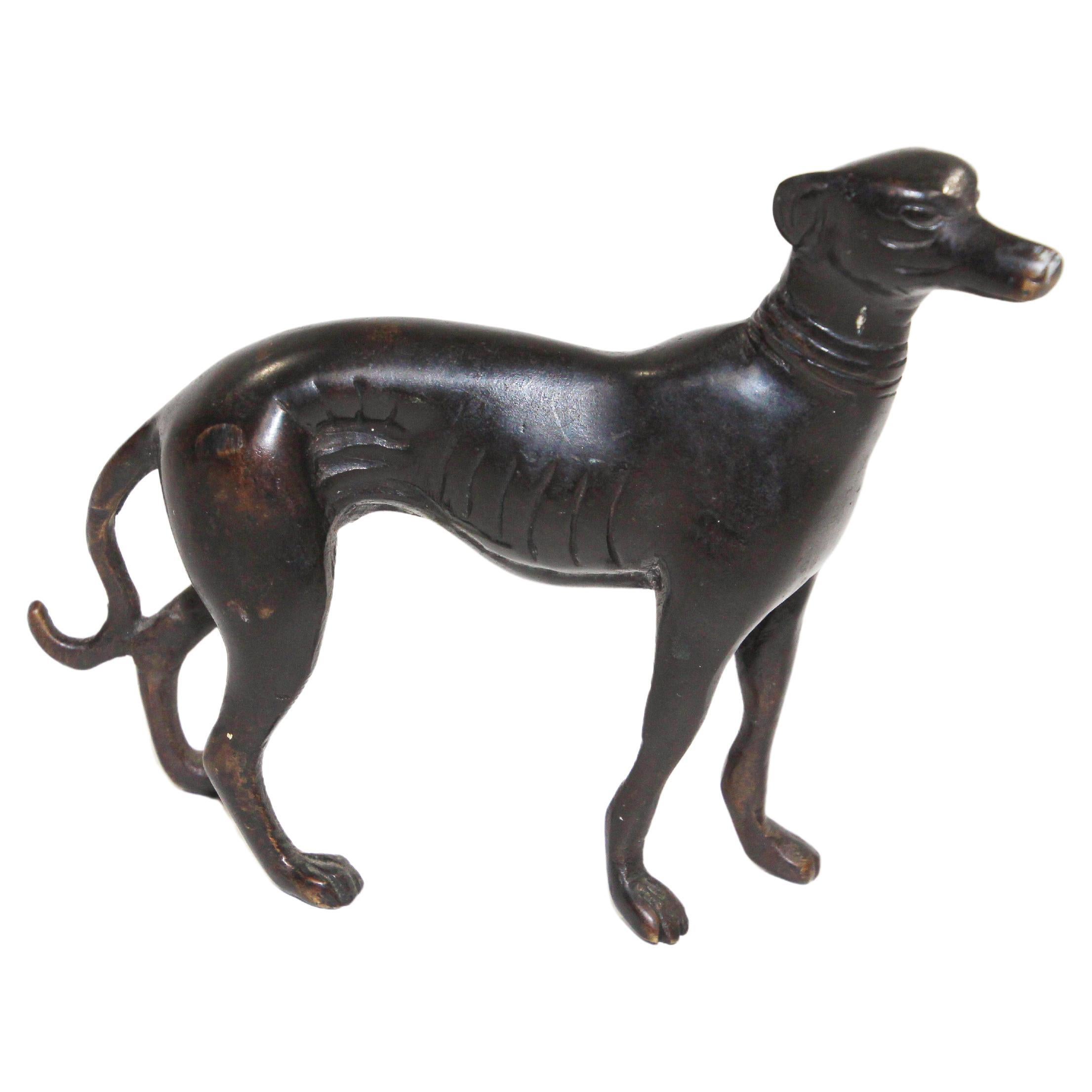 Cast Metal Sculpture of a Greyhound Dog