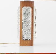 Table lamps pair in Cast Glass and Teak  Sweden 1960