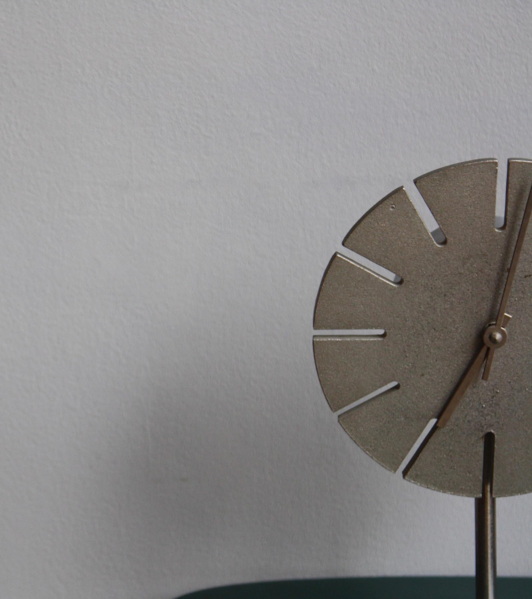 Cast Nickel Table Clock by Werkstätte Carl Auböck III For Sale 8
