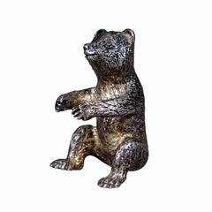 Cast of a Sitting Bear Sterling Silver ca. 1930s