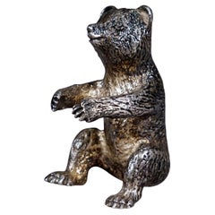 Fundición de un oso sentado Plata de ley ca. 1930s