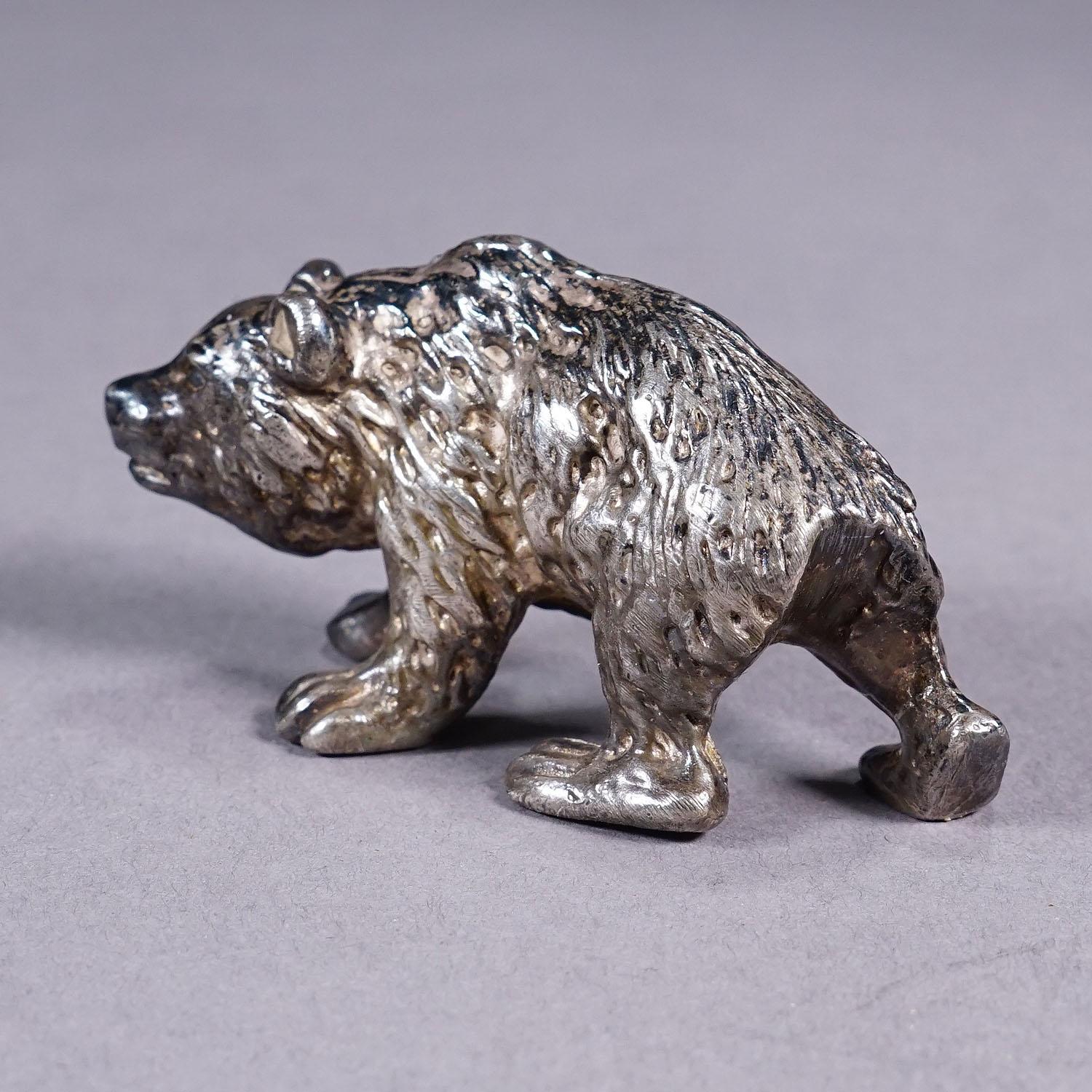 Fundición de un oso paseante Plata de ley ca. 1930s Alemán en venta
