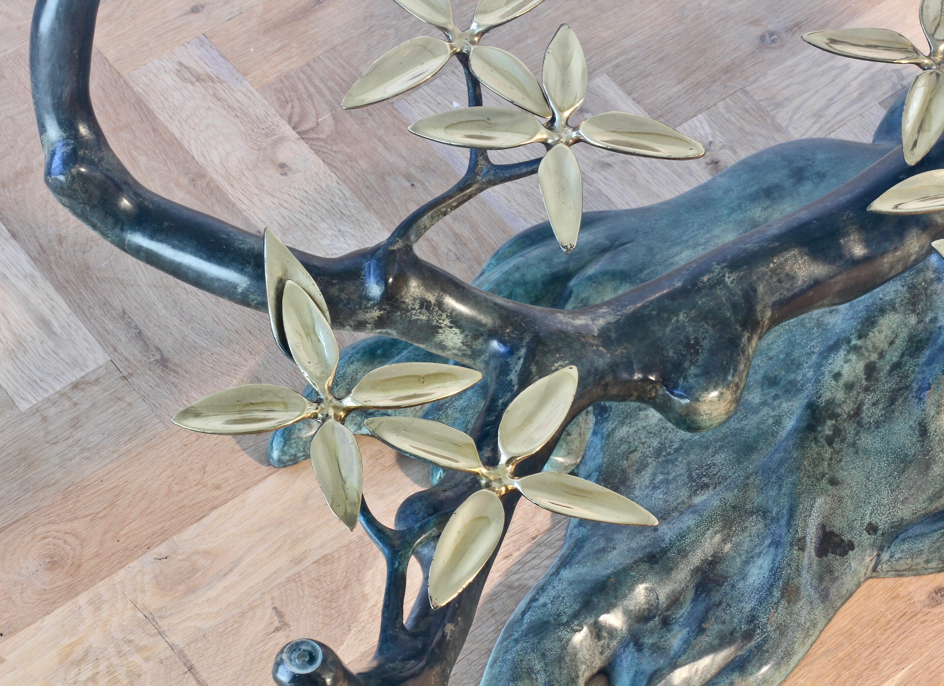 Cast Patinated Brass and Glass 'Bonsai' Tree Form Coffee Table c.1980s Belgium 6