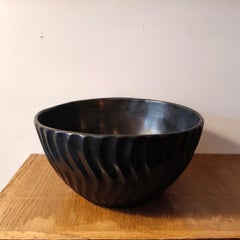 Cast Patinated Bronze Bowl With Wavy Design