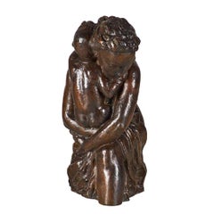 Bronze patiné moulé de la mère et de l'enfant