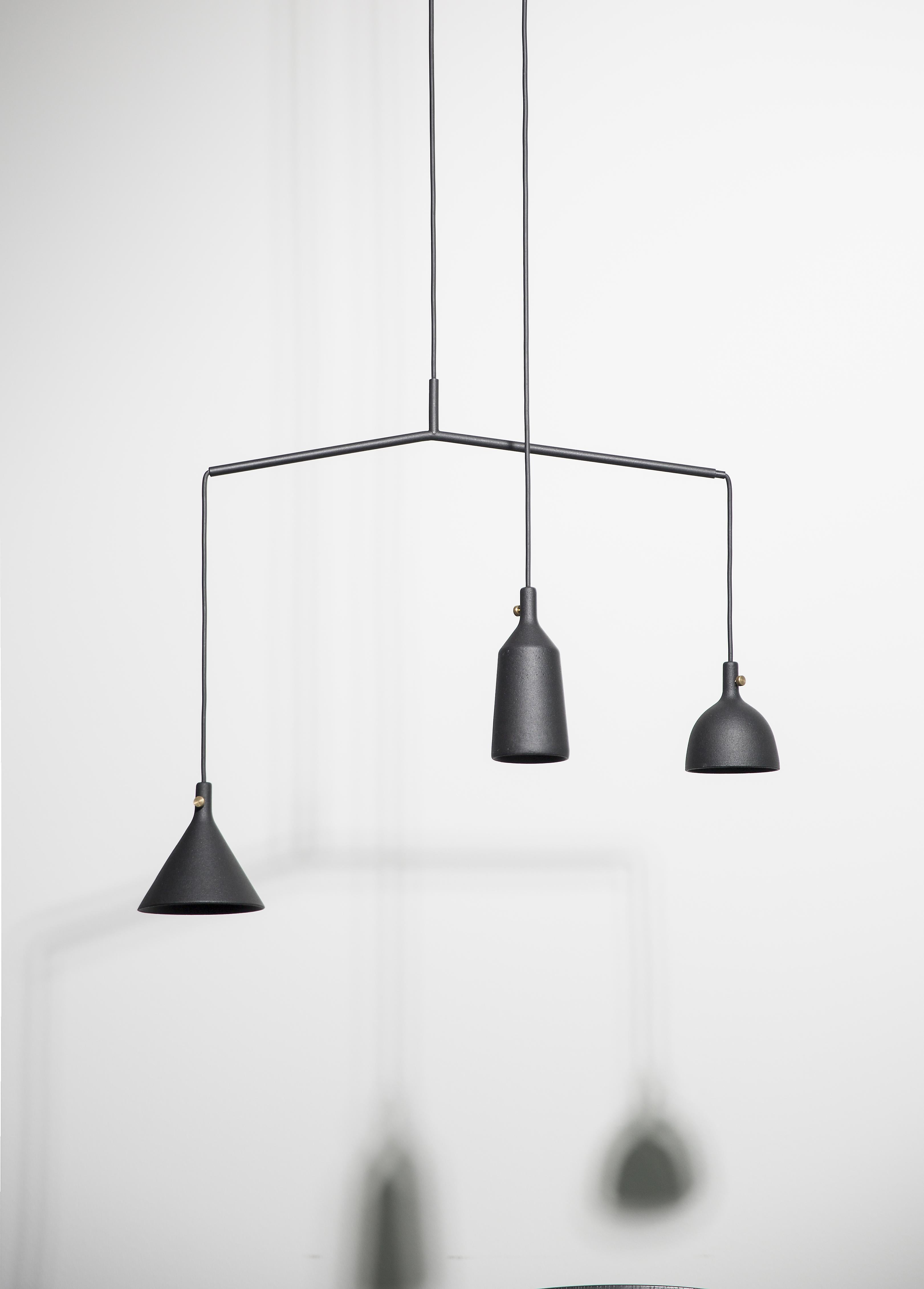 Scandinavian Modern Cast Pendant, Shape 3, Black by Thomas Chung and Jordan Murphy For Sale