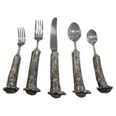 Cast Pewter Antler Flatware, Service for Six, Western Frontier by Vagabond House