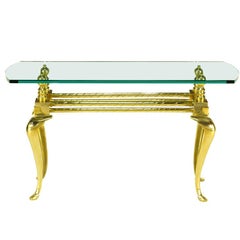Cast & Polished Brass Cabriole Leg Console Table