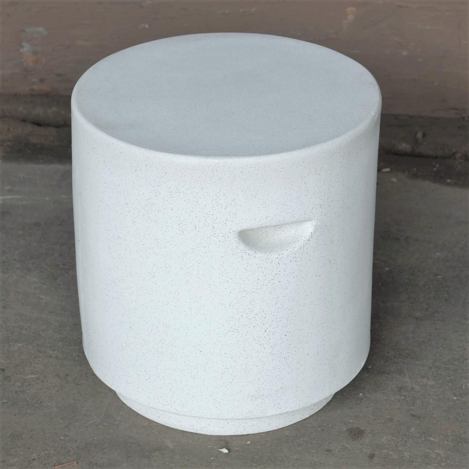 white stone side table
