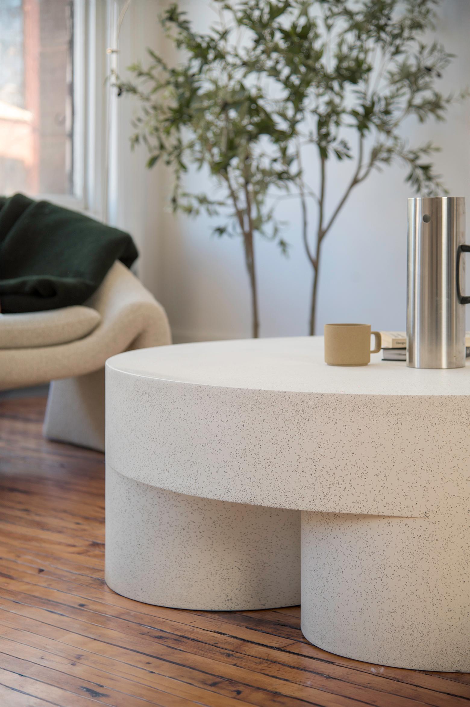 American Cast Resin 'Ay! Brow' Low Table, White Stone Finish by Zachary A. Design For Sale