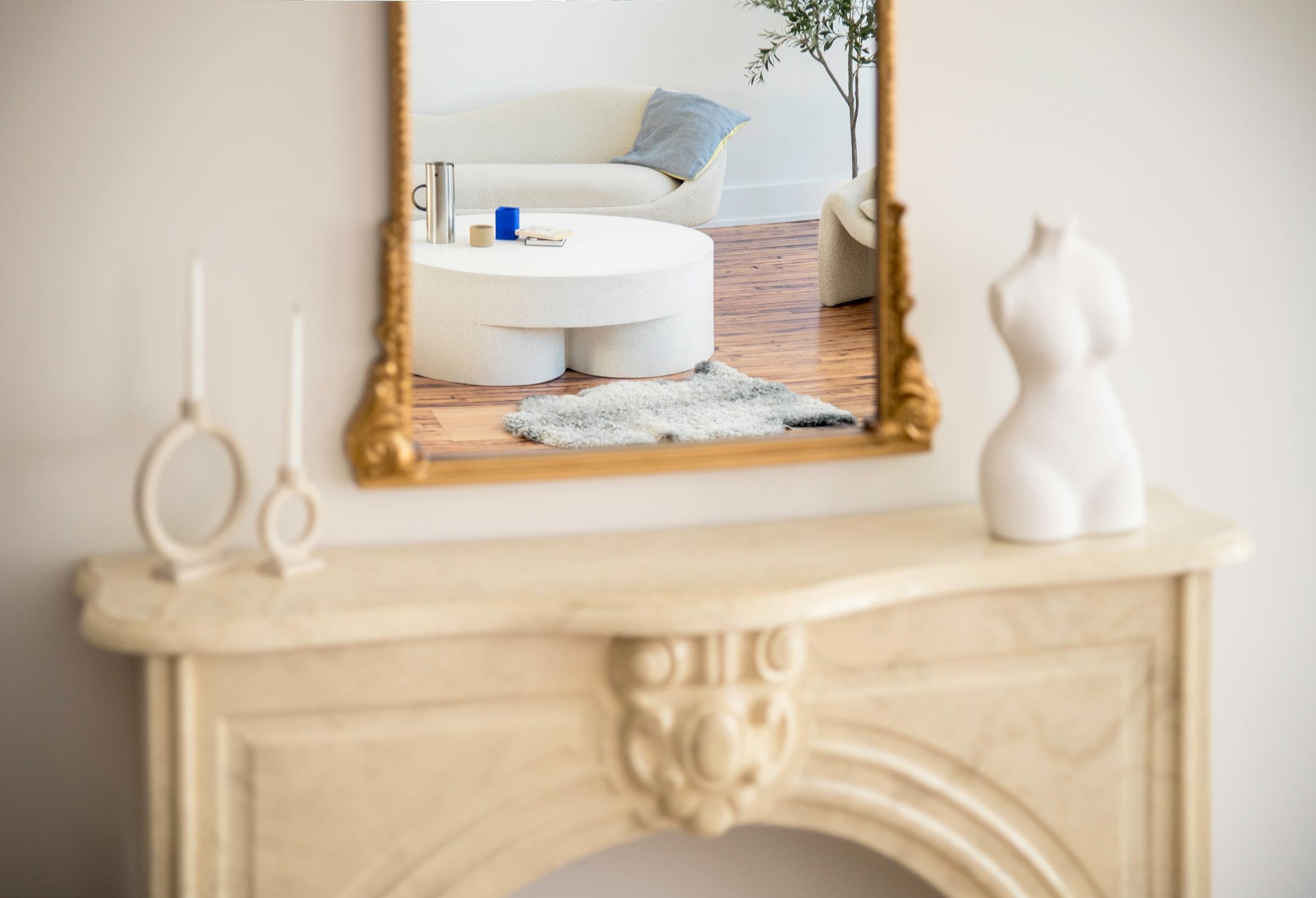 Cast Resin 'Ay! Brow' Low Table, White Stone Finish by Zachary A. Design In New Condition For Sale In Chicago, IL