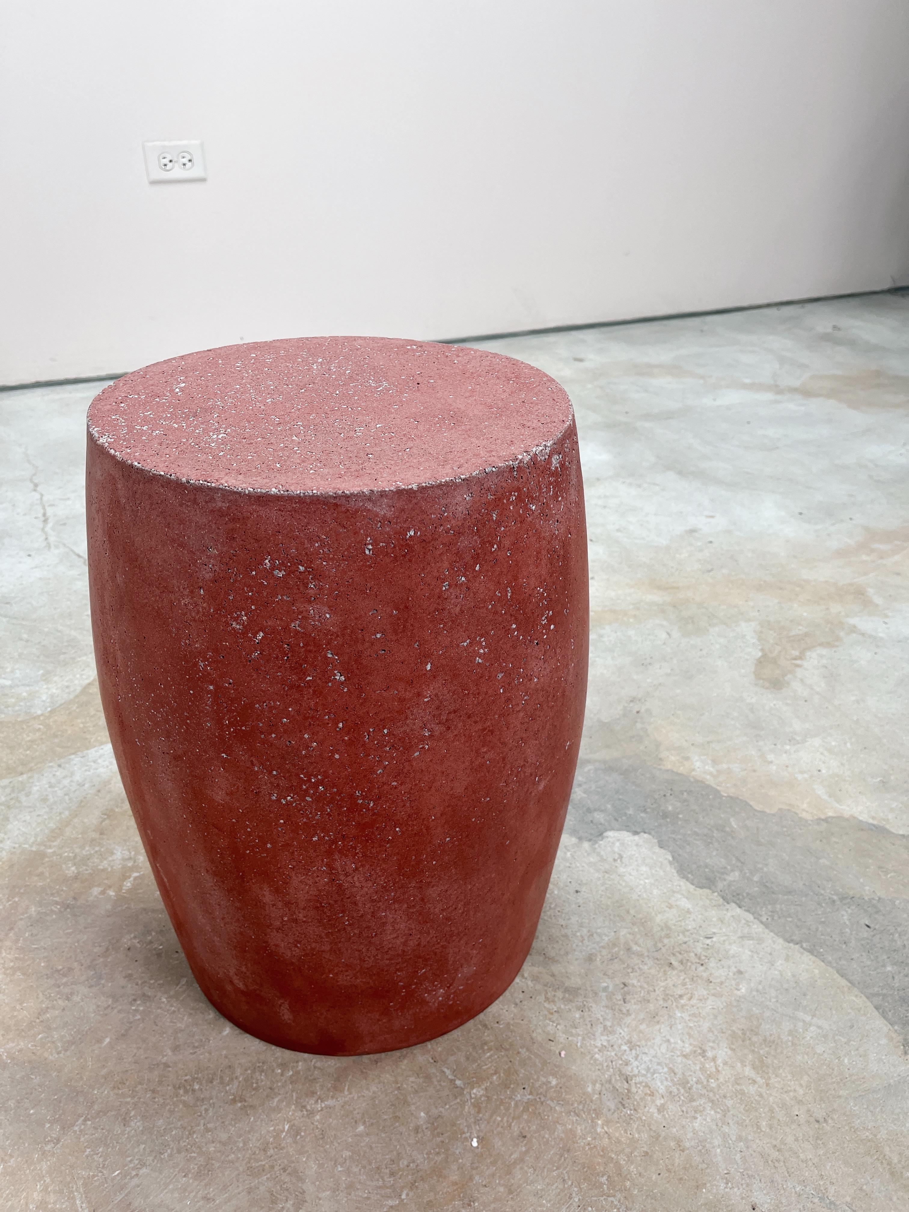 Minimalist Cast Resin 'Barrel' Side Table, Sedona Red Finish by Zachary A. Design For Sale