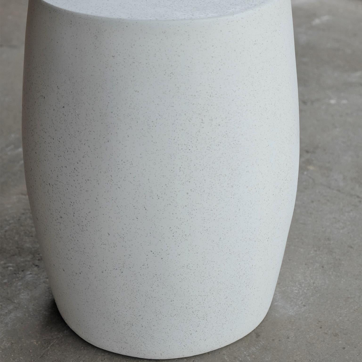 Minimalist Cast Resin 'Barrel' Side Table, White Stone Finish by Zachary A. Design For Sale
