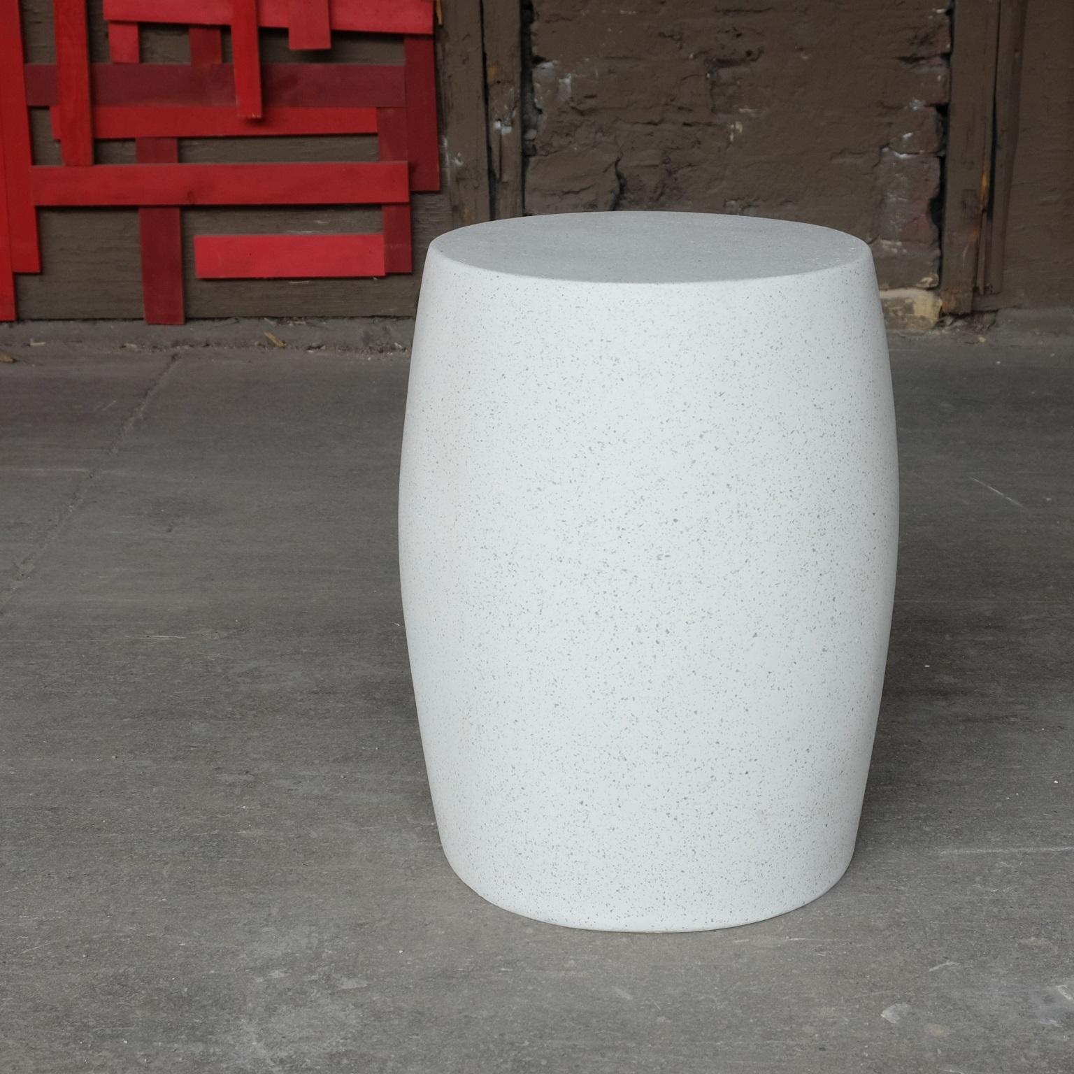 Contemporary Cast Resin 'Barrel' Side Table, White Stone Finish by Zachary A. Design For Sale