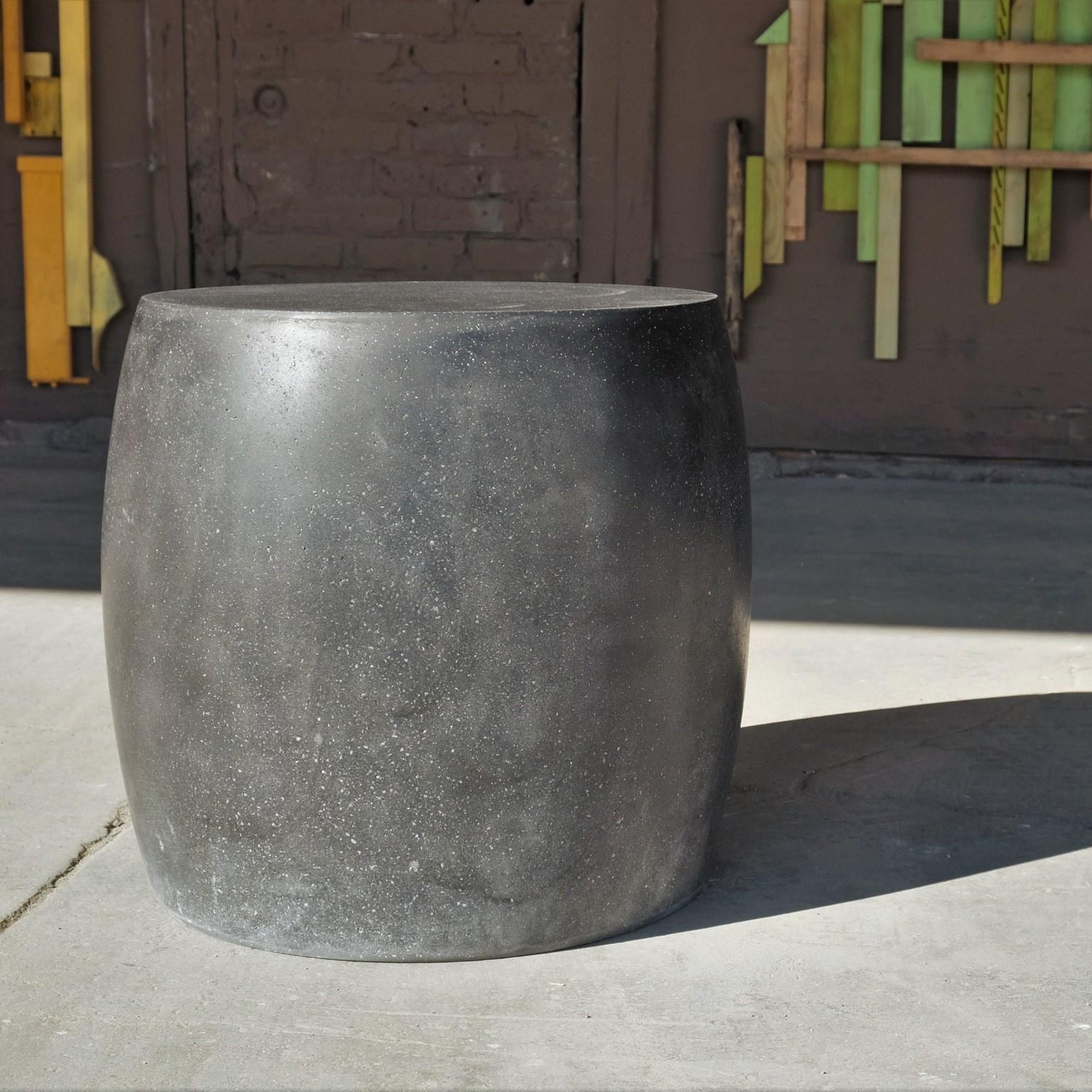 Minimalist Cast Resin 'Barrel' Table, Coal Stone Finish by Zachary A. Design For Sale