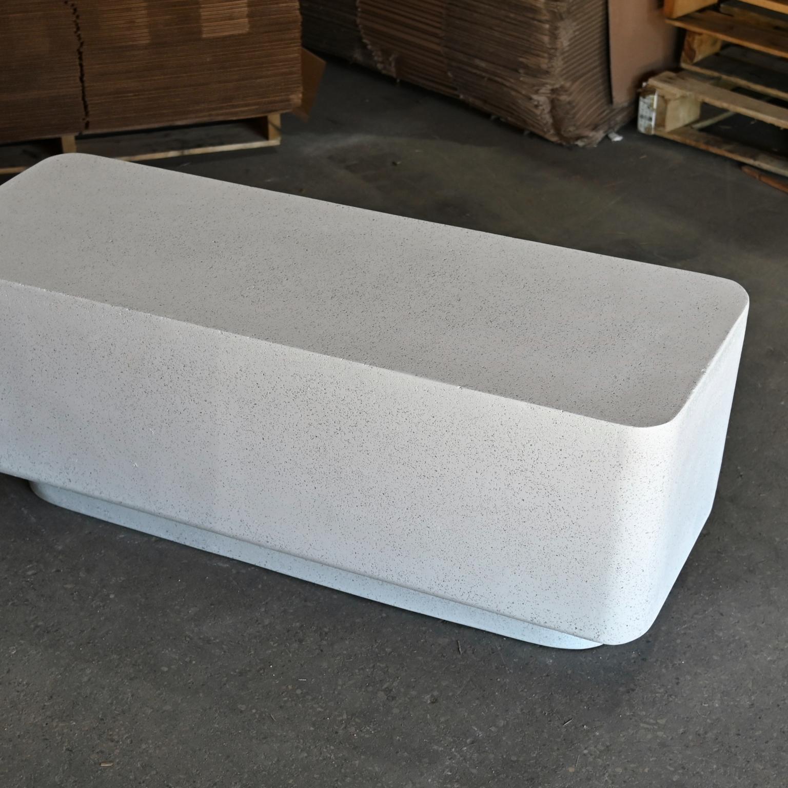 Minimalist Cast Resin 'Block' Bench, White Stone Finish by Zachary A. Design For Sale
