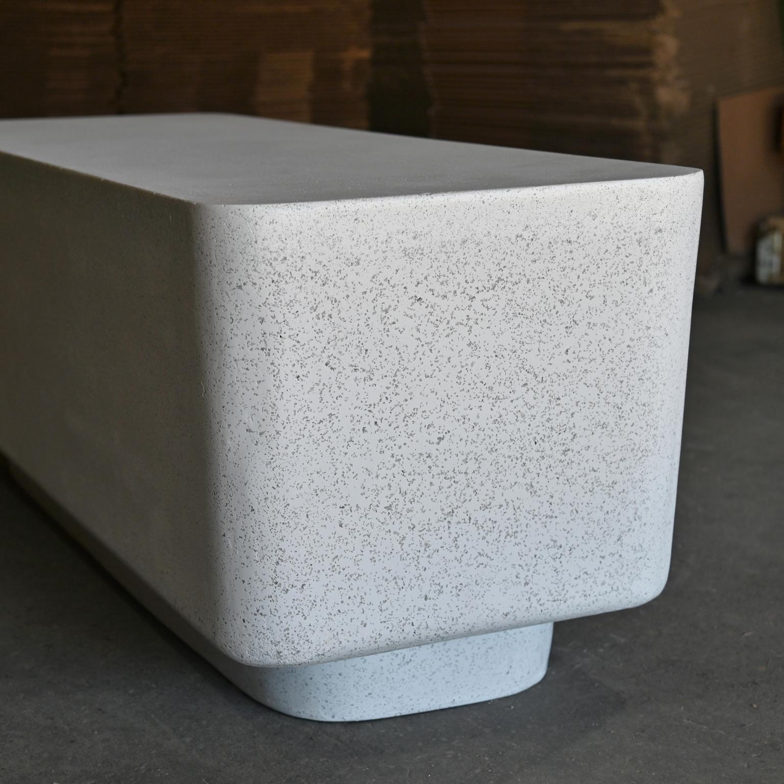 American Cast Resin 'Block' Bench, White Stone Finish by Zachary A. Design For Sale