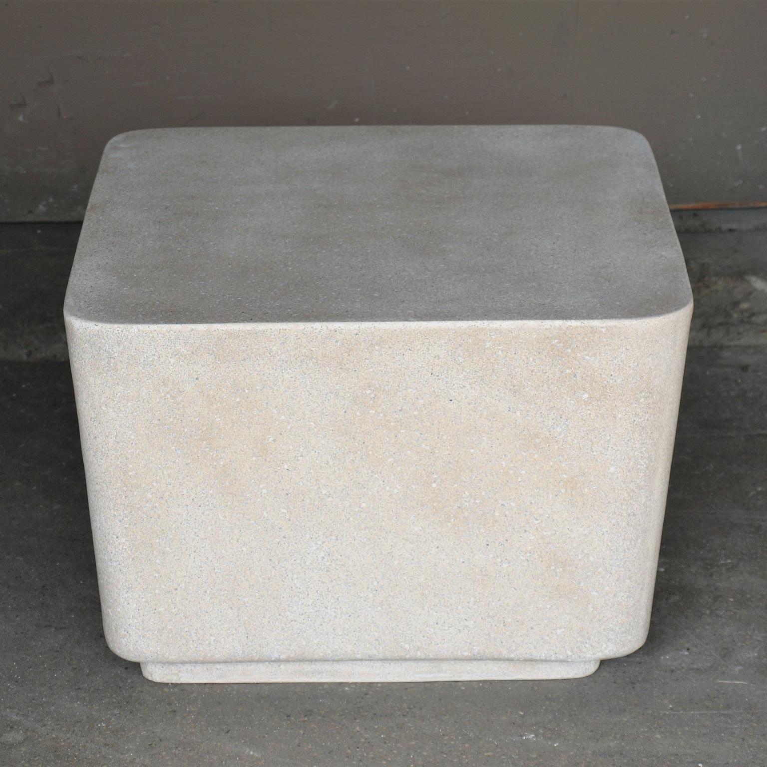 Minimalist Cast Resin 'Block' Cocktail Table, Aged Stone Finish by Zachary A. Design For Sale