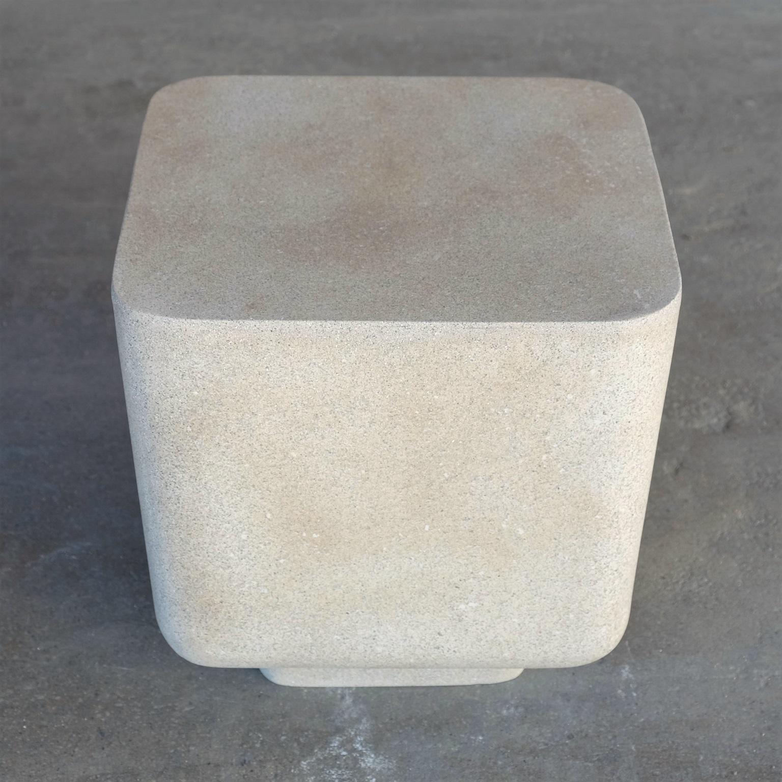 Minimalist Cast Resin 'Block' Side Table, Aged Stone Finish by Zachary A. Design For Sale