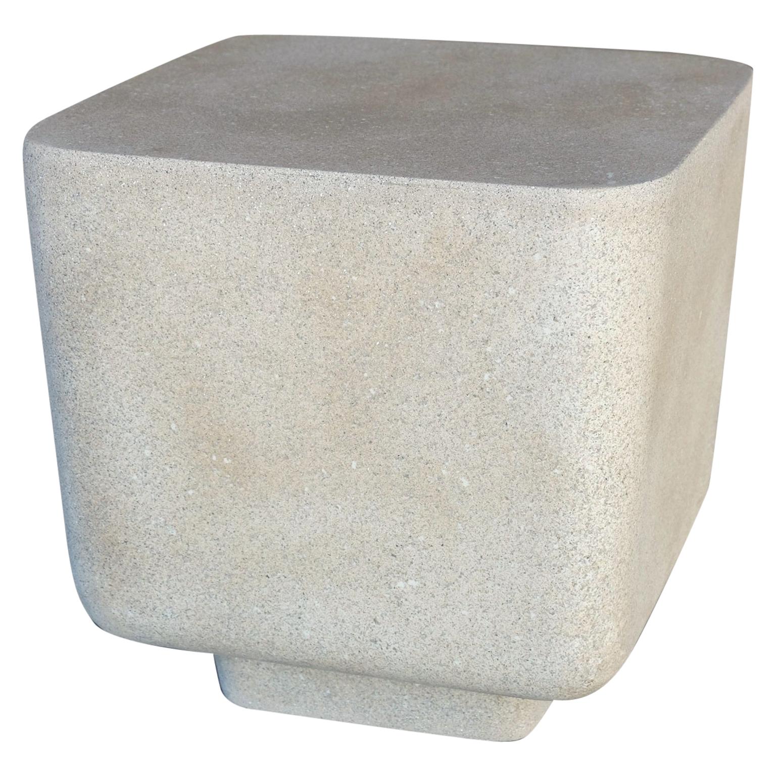 Cast Resin 'Block' Side Table, Aged Stone Finish by Zachary A. Design