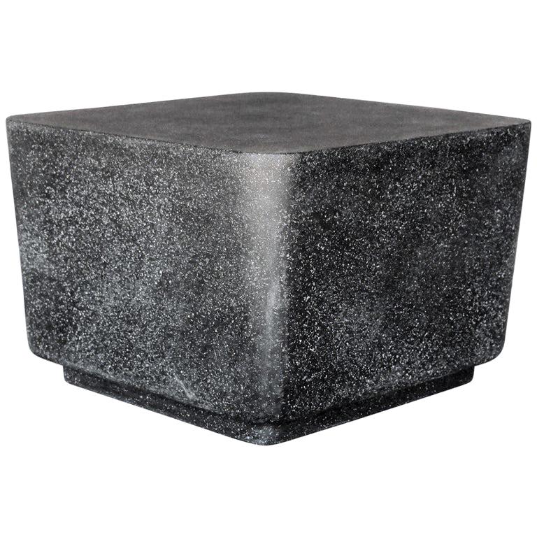 Cast Resin 'Block' Side Table, Coal Stone Finish by Zachary A. Design For Sale