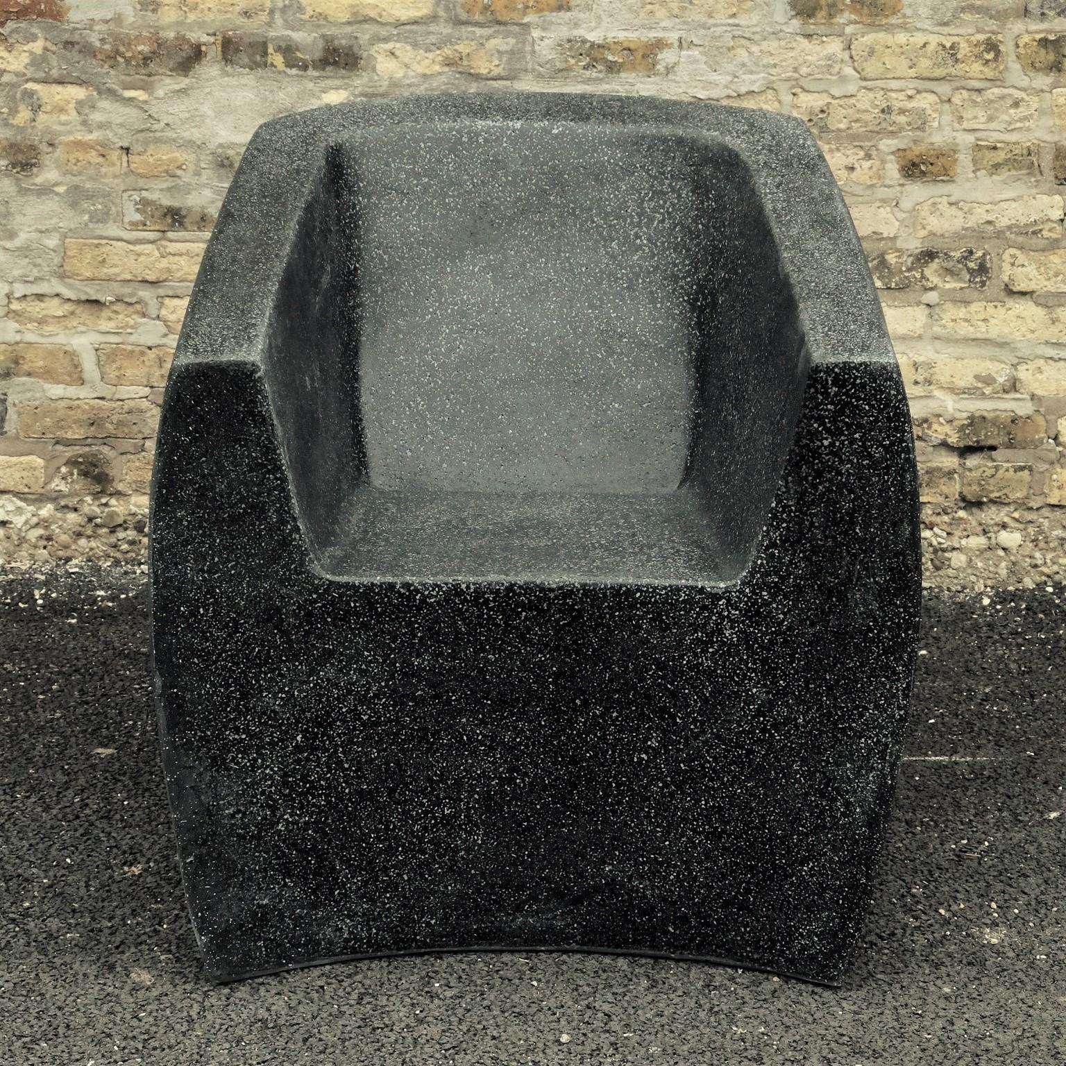 American Cast Resin Curved 'Van Dyke' Club Chair, Coal Stone Finish by Zachary A. Design For Sale