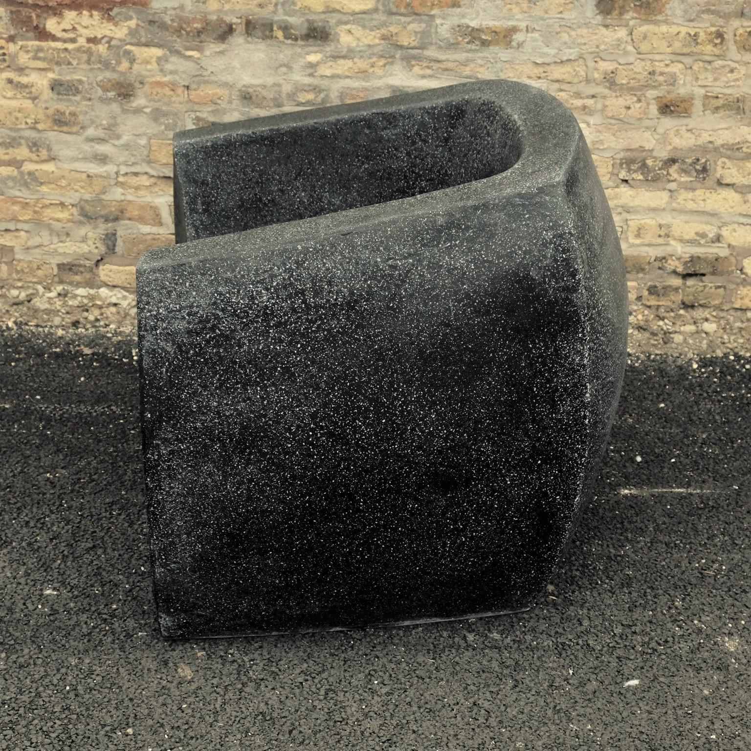 Cast Resin Curved 'Van Dyke' Club Chair, Coal Stone Finish by Zachary A. Design In New Condition For Sale In Chicago, IL