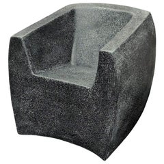 Cast Resin Curved 'Van Dyke' Club Chair, Coal Stone Finish by Zachary A. Design