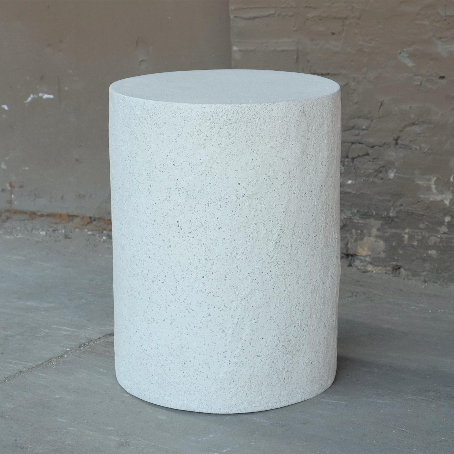 Minimalist Cast Resin 'Dock' Stool and Side Table, White Stone Finish by Zachary A. Design For Sale