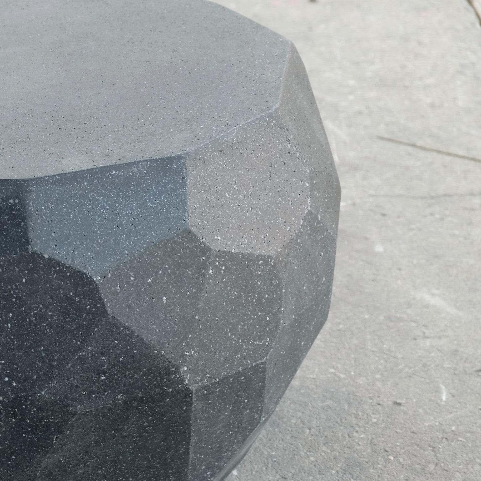 Minimalist Cast Resin 'Facet' Low Table, Coal Stone Finish by Zachary A. Design For Sale