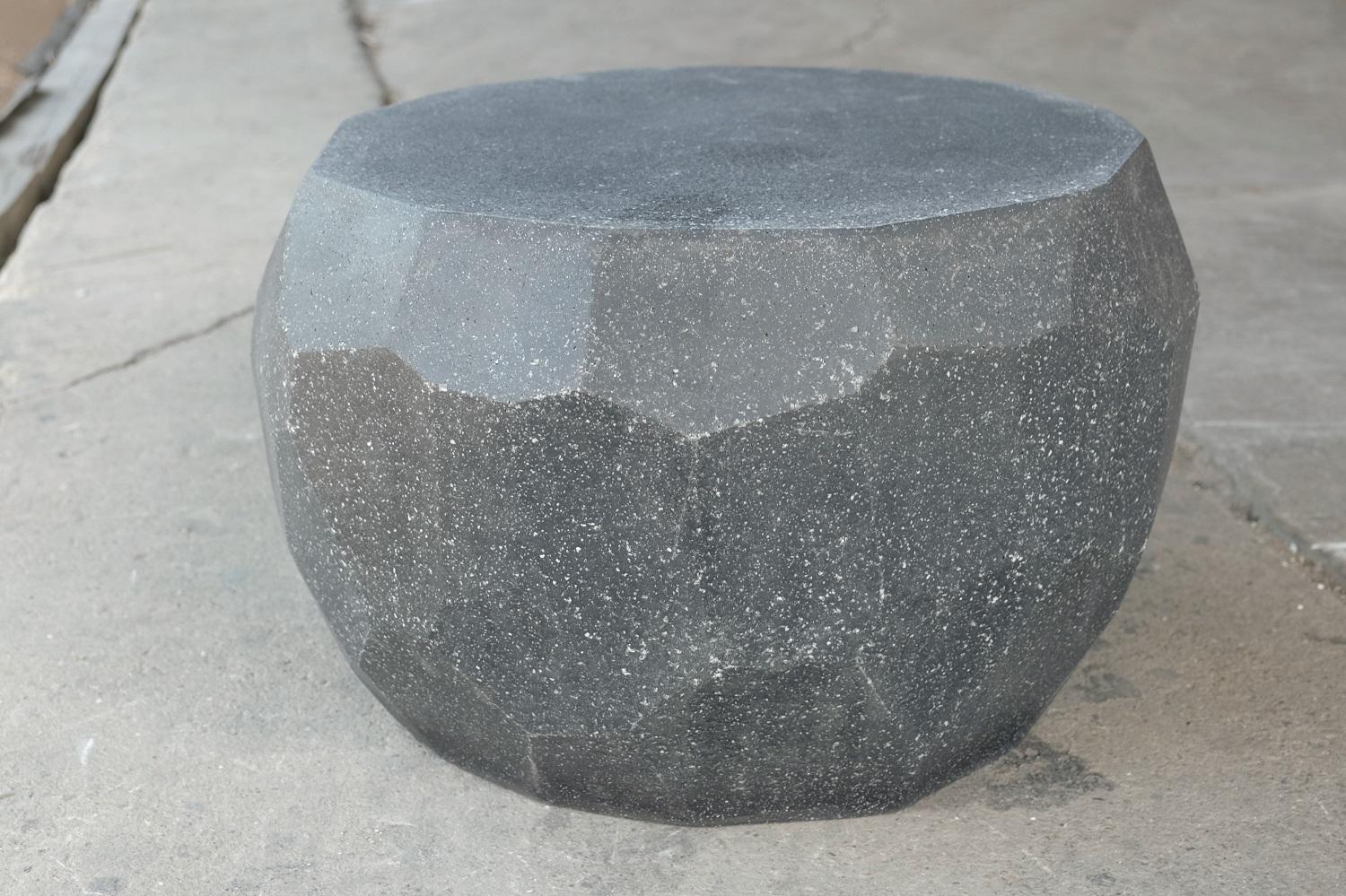 Cast Resin 'Facet' Low Table, Coal Stone Finish by Zachary A. Design In New Condition For Sale In Chicago, IL