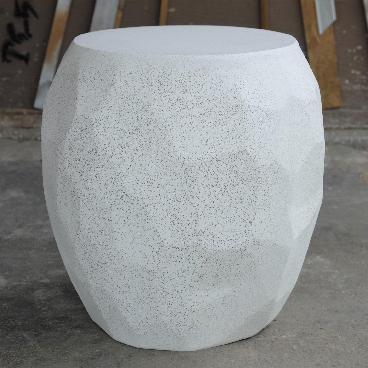 Prehistory manifested in the contemporary era. Its surface reminiscent of lithic reduction, the Facet calls back to an era of simple stone forms and tools.

Dimensions: Diameter 20 in. (50.8 cm), height 21 in. (53.3 cm), weight 25 lbs. (11.3 kg)
No