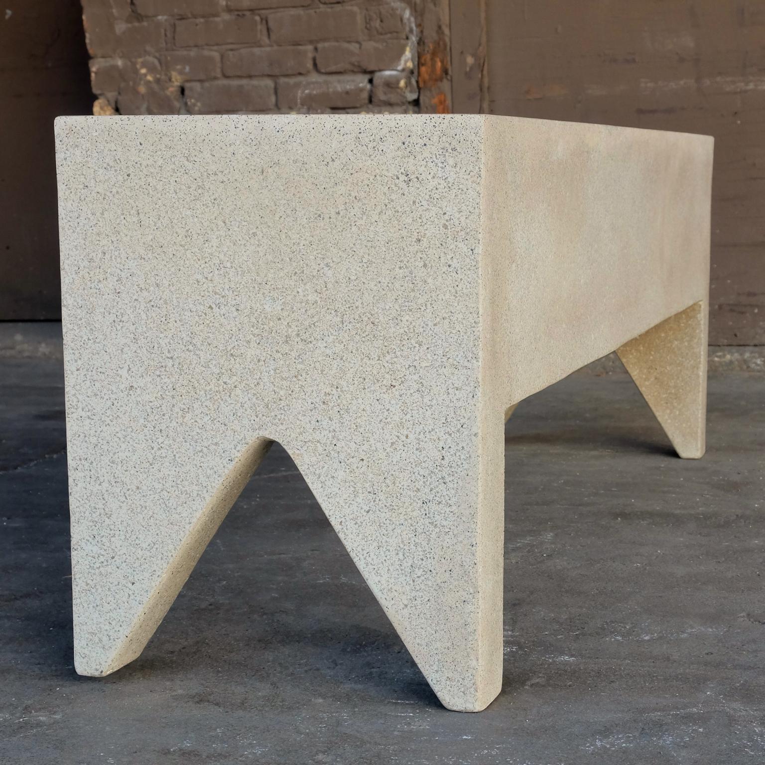 Minimalist Cast Resin 'Farm' Bench, Aged Stone Finish by Zachary A. Design For Sale