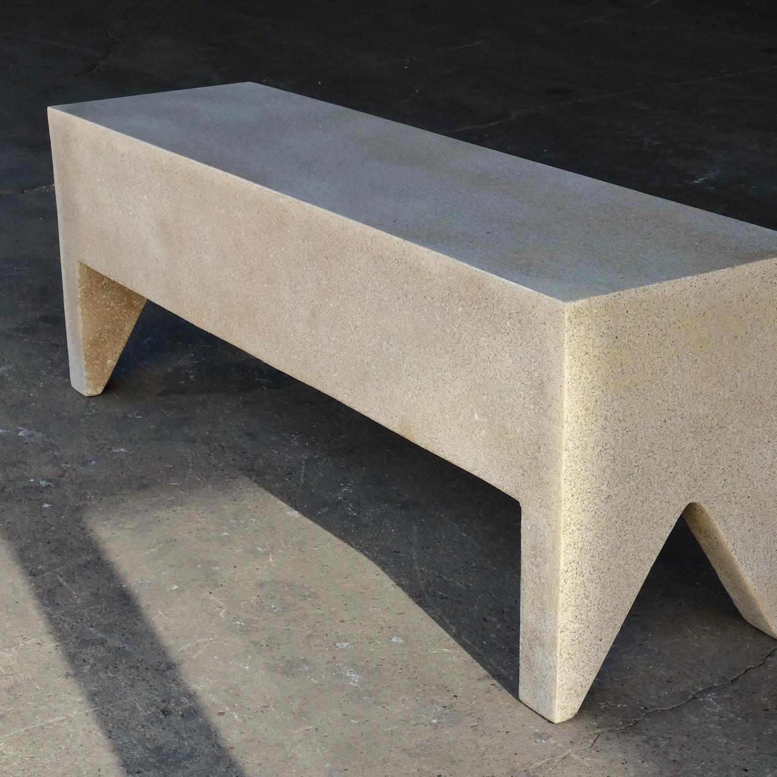 American Cast Resin 'Farm' Bench, Aged Stone Finish by Zachary A. Design For Sale