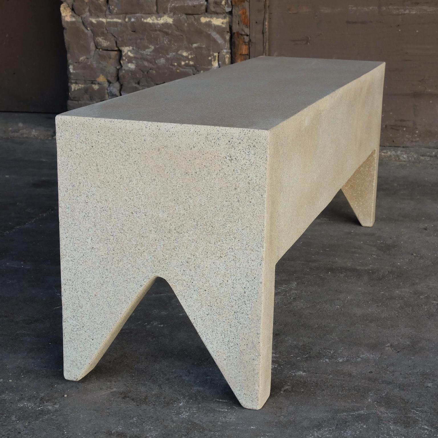 Contemporary Cast Resin 'Farm' Bench, Aged Stone Finish by Zachary A. Design For Sale