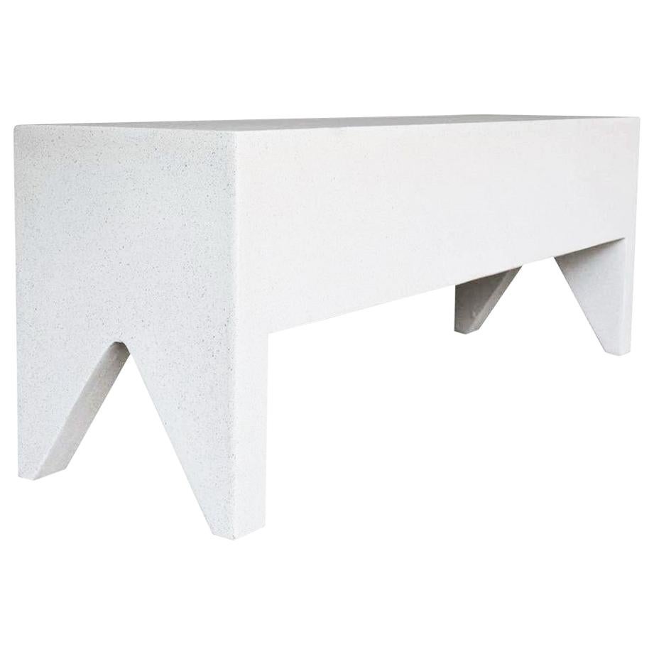 Cast Resin 'Farm' Bench, White Stone Finish by Zachary A. Design For Sale